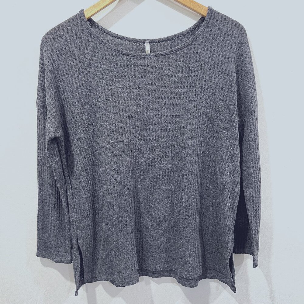 Lime n Chili Waffle Knit Long Sleeve Shirt Gray Size L